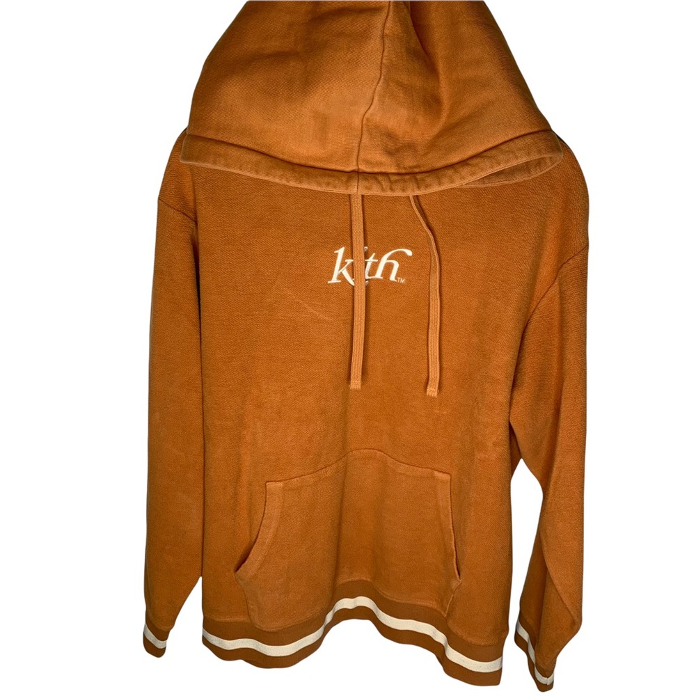 Kith Mustard Yellow Hoodie Sweatshirt with White Banded Sleeves and Bottom